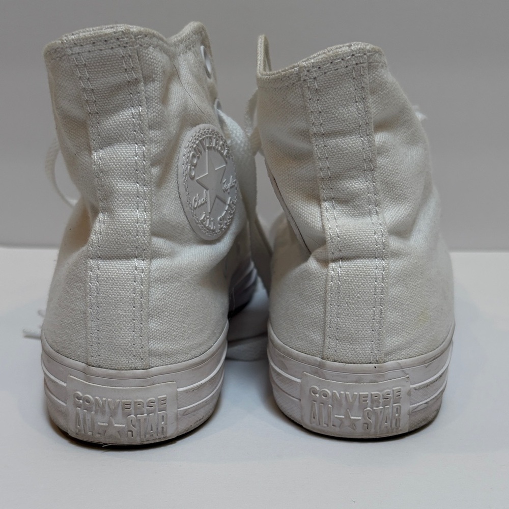 Converse White Monochrome High Top Canvas Sneakers, Size 6 - Picture 6 of 11